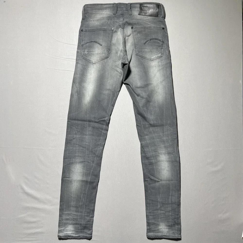 G-Star‎ RAW Defend Super Slim Jeans Mens 30x35 Gray Distressed Denim Button Fly